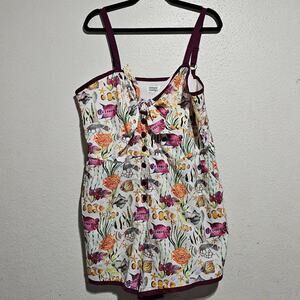 UNIQUE VINTAGE HAYWARD ROMPER WATERCOLOR FISH PRINT women plus 2X 18